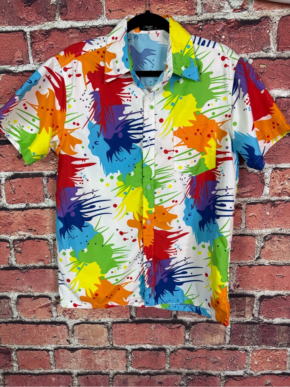 Vibrant Multicolor Splash Short-Sleeve Shirt